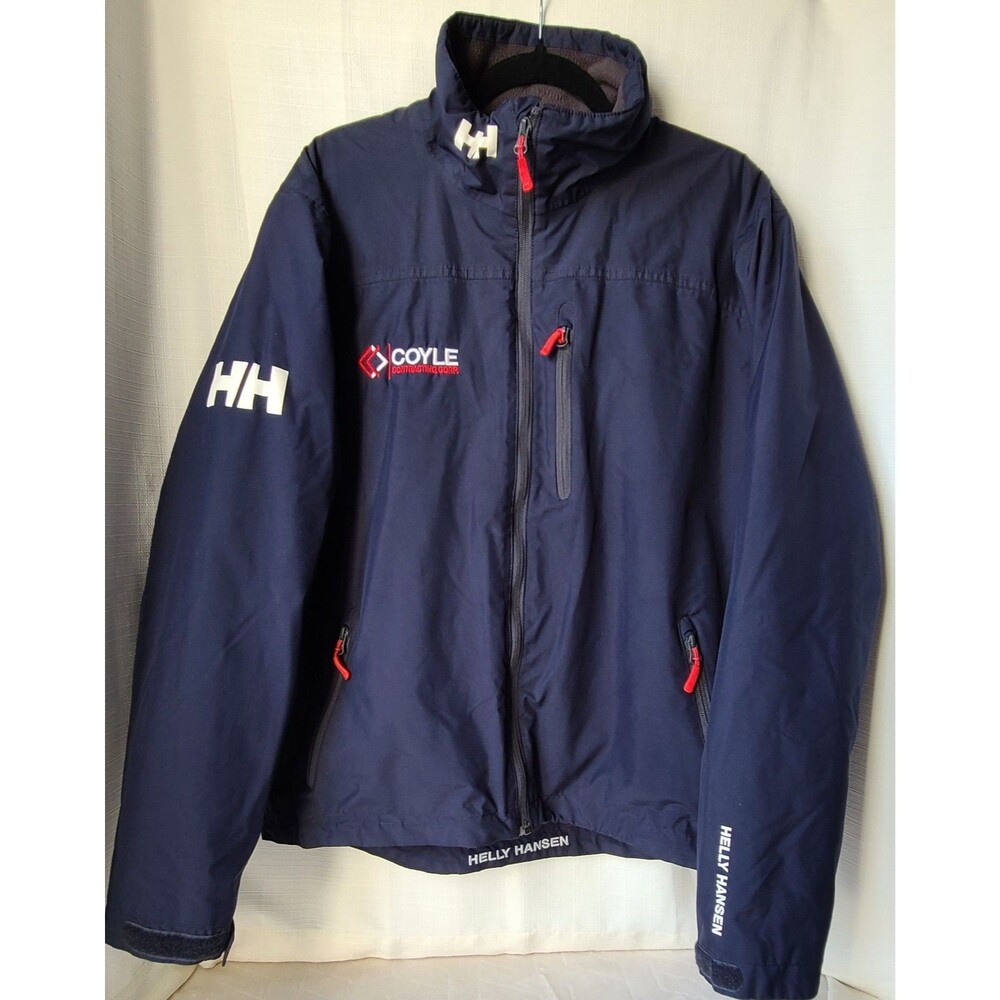 Helly Hansen Mens L Navy Waterproof Fleece Lined Work Jacket Coyle Logo